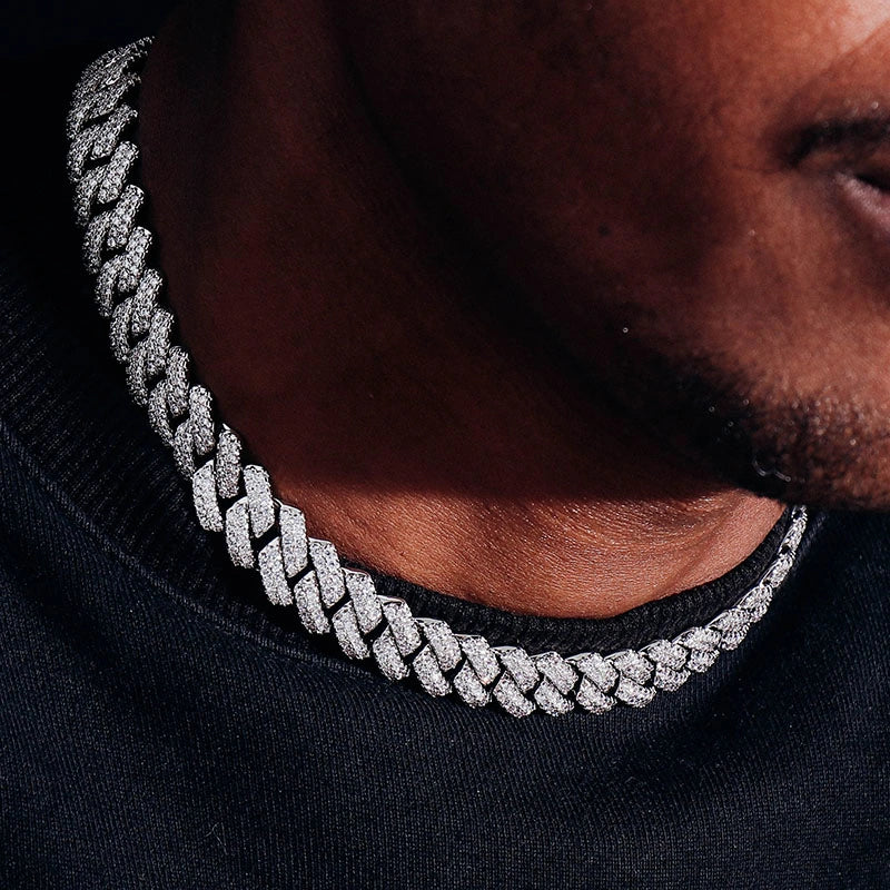 Men's Iced Cuban Link Chain Necklace - Silver