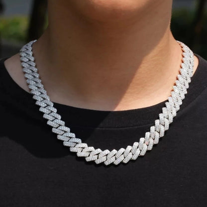 Men's Iced Cuban Link Chain Necklace + Bracelet  ( Combo )
