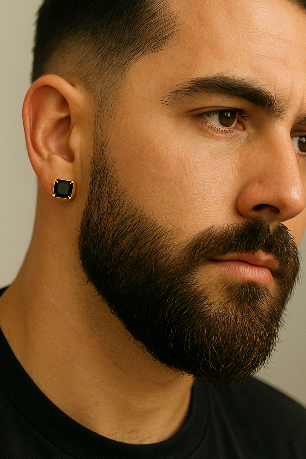Obsidian Square Men's Magnetic Studs Earrings