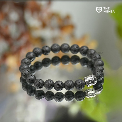 Lava Stone Charm Natural Bracelet