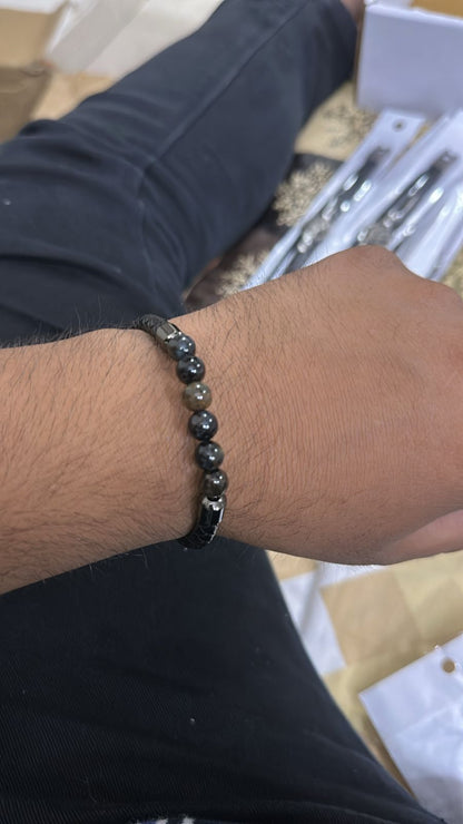 Pyrite Magsnap Leather Men's Bracelet
