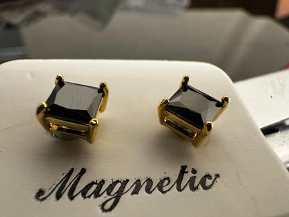 Obsidian Square Men's Magnetic Studs Earrings