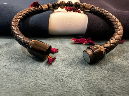 Pyrite Magsnap Leather Men's Bracelet