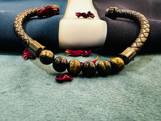 Pyrite Magsnap Leather Men's Bracelet