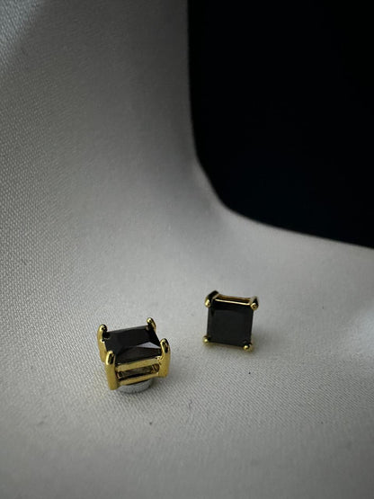 Obsidian Square Men's Magnetic Studs Earrings