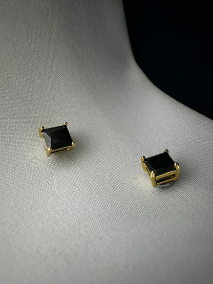 Obsidian Square Men's Magnetic Studs Earrings