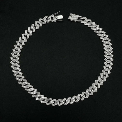 Men's Iced Cuban Link Chain Necklace + Bracelet  ( Combo )