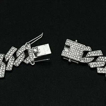 Men's Iced Cuban Link Chain Necklace + Bracelet  ( Combo )